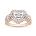 thumbnail image 1 of Round Cut Natural White Diamond Heart Engagement Promise Ring In 14K Rose Gold Plated 925 Sterling Silver (Color: I-J, Clarity: I2-I3, 0.03 Cttw) -6, 1 of 9