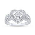 thumbnail image 1 of Round Cut Natural White Diamond Heart Engagement Promise Ring In 14K White Gold Plated 925 Sterling Silver (Color: I-J, Clarity: I2-I3, 0.03 Cttw) -4, 1 of 9