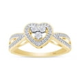 thumbnail image 1 of Round Cut Natural White Diamond Heart Frame Split Shank Engagement Ring In 14K Yellow Gold Plated 925 Sterling Silver (Color: I-J, Clarity: I2-I3, 0.03 Cttw) -8.5, 1 of 8
