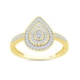 thumbnail image 1 of Round Cut Natural White Diamond Teardrop Frame Engagement Ring For Women In 14K Yellow Gold Plated Sterling Silver (Color: I-J, Clarity: I2-I3, 0.02 Cttw) -6.5, 1 of 8