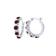 thumbnail image 1 of AFFY Round Cut Red Simulated Garnet CZ Snap Closure Hoop Earrings In 14K Gold Over Sterling Silver, 1 of 1