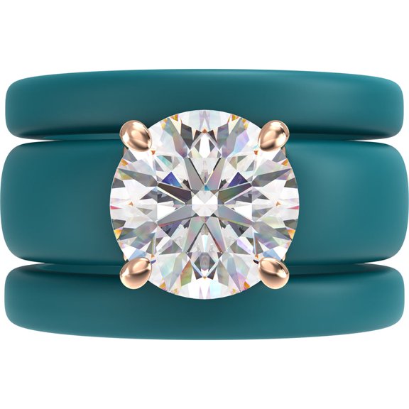 Round Cut Silicone Ring Set for Women, 2 Thin Stackable Rings - 7 mm Round Cut CZ | Patented Design - GlowStone Collection