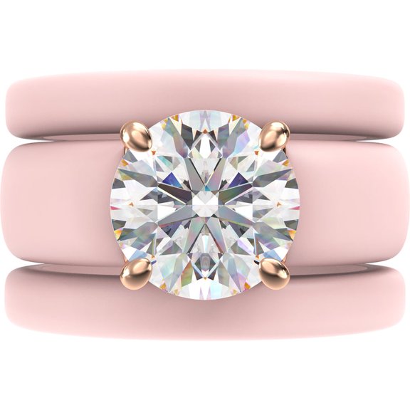 Round Cut Silicone Ring Set for Women, 2 Thin Stackable Rings - 7 mm Round Cut CZ | Patented Design - GlowStone Collection