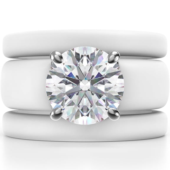 Round Cut Silicone Ring Set for Women, 2 Thin Stackable Rings - 7 mm Round Cut CZ | Patented Design - GlowStone Collection
