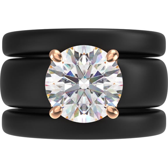 Round Cut Silicone Ring Set for Women, 2 Thin Stackable Rings - 7 mm Round Cut CZ | Patented Design - GlowStone Collection