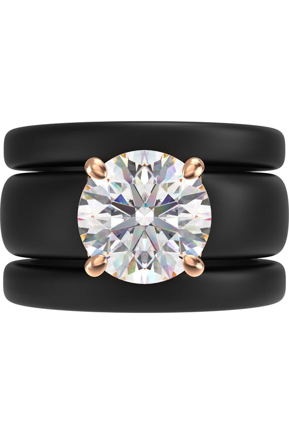 Round Cut Silicone Ring Set for Women, 2 Thin Stackable Rings - 7 mm Round Cut CZ | Patented Design - GlowStone Collection