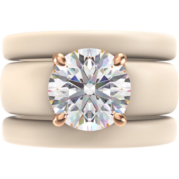 Round Cut Silicone Ring Set for Women, 2 Thin Stackable Rings - 7 mm Round Cut CZ | Patented Design - GlowStone Collection