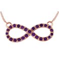thumbnail image 1 of AFFY Round Cut Simulated Amethyst Infinity Pendant Necklace In 14k Solid Rose Gold (0.85 Cttw), 1 of 1