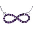 thumbnail image 1 of AFFY Round Cut Simulated Amethyst Infinity Pendant Necklace In 14k Solid White Gold (0.85 Cttw), 1 of 1