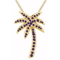 thumbnail image 1 of AFFY Round Cut Simulated Amethyst Palm Tree Pendant Necklace In 14K Yellow Gold, 1 of 1