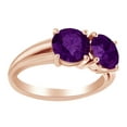 thumbnail image 1 of AFFY Round Cut Simulated Amethyst Two Stone Engagement Ring In 14K Solid Gold, 1 of 1