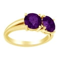 thumbnail image 1 of AFFY Round Cut Simulated Amethyst Two Stone Engagement Ring In 14K Solid Gold, 1 of 1