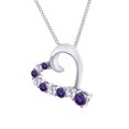 thumbnail image 1 of AFFY Round Cut Simulated Amethyst & White Topaz Heart Promise Pendant Necklace In 14k White Gold, 1 of 1