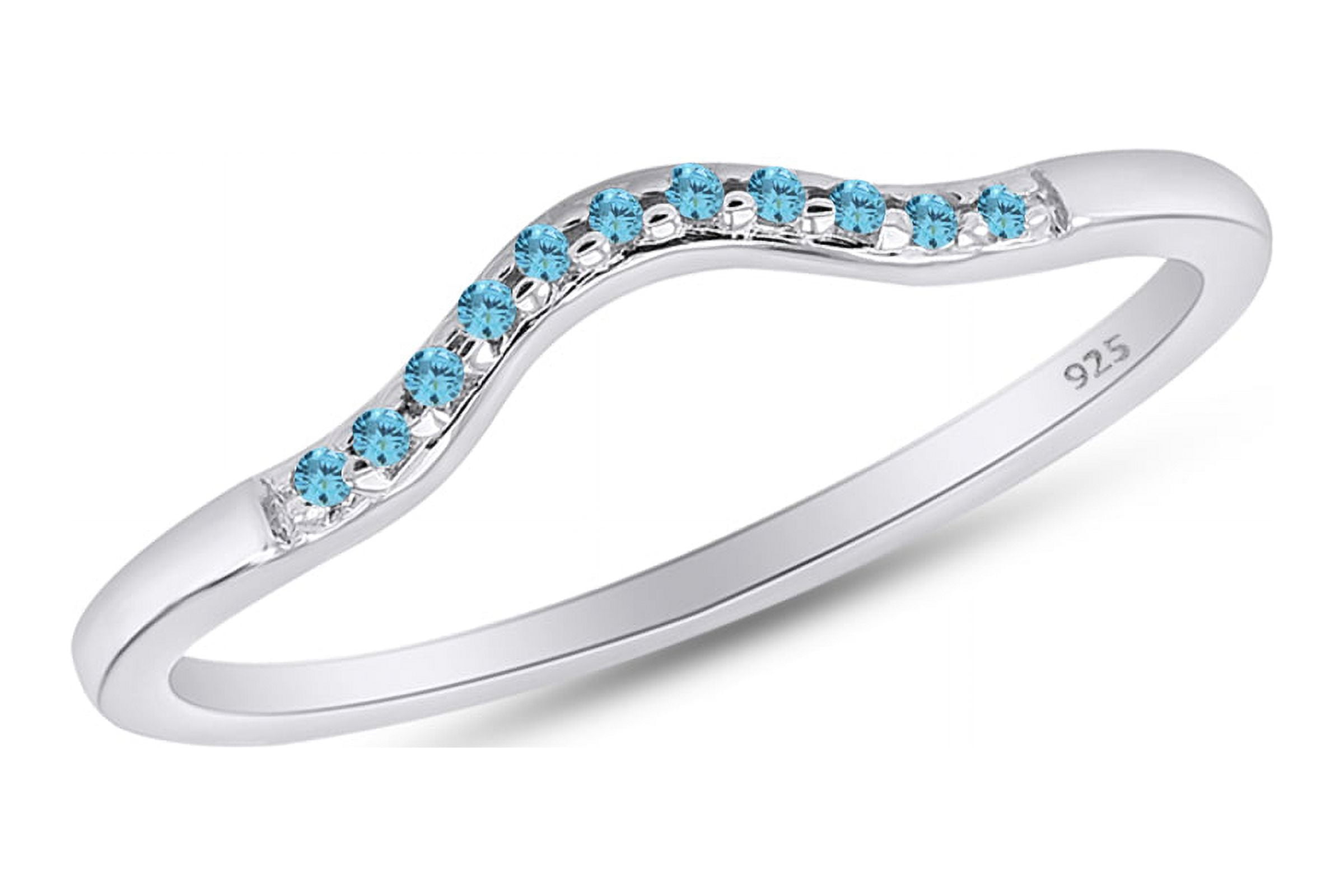 Aquamarine curved 2024 wedding band
