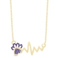 thumbnail image 1 of Round Cut Simulated Birthstone Paw & Heartbeat Pendant Necklace In 14K Yellow Gold Over Sterling Silver By Jewel Zone US, 1 of 7