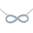 thumbnail image 1 of AFFY Round Cut Simulated Blue Aquamarine Infinity Pendant Necklace In 14k Solid White Gold (0.3 Cttw), 1 of 1