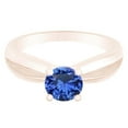thumbnail image 1 of AFFY Round Cut Simulated Blue Sapphire 14k Rose Gold Over Sterling Silver Solitaire Ring 0.5 Cttw-14, 1 of 1