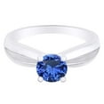 thumbnail image 1 of AFFY Round Cut Simulated Blue Sapphire 14k White Gold Over Sterling Silver Solitaire Ring 0.5 Cttw-11, 1 of 1