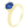 thumbnail image 1 of AFFY Round Cut Simulated Blue Sapphire 14k Yellow Gold Over Sterling Silver Solitaire Ring 1 Cttw-12.5, 1 of 1