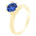thumbnail image 1 of AFFY Round Cut Simulated Blue Sapphire 14k Yellow Gold Over Sterling Silver Solitaire Ring 1 Cttw-8, 1 of 1