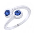 thumbnail image 1 of AFFY Round Cut Simulated Blue Sapphire Bypass Ring in 14k White Gold Over Sterling Silver (0.56 Cttw) Size Ring - 7, 1 of 1