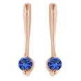 thumbnail image 1 of AFFY Round Cut Simulated Blue Sapphire Drop Earrings In 14K Solid Rose Gold, 1 of 1