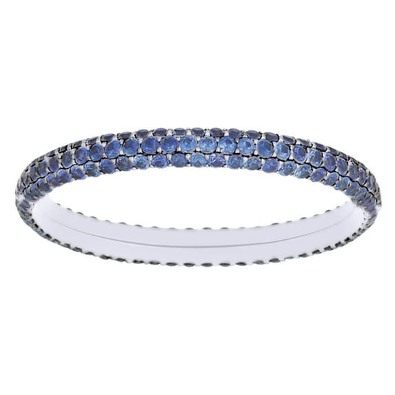 AFFY Round Cut Simulated Blue Sapphire Engagement Wedding Band Ring In 14K Solid White Gold By