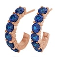thumbnail image 1 of AFFY Round Cut Simulated Blue Sapphire J Hoop Earrings In 18K Yellow Gold, 1 of 1