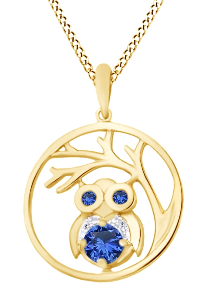 Sapphire owl necklace best sale