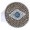 thumbnail image 1 of AFFY Round Cut Simulated Blue Sapphire With Natural Diamond Evil Eye Circle Ring In 14K Solid White Gold, 1 of 1