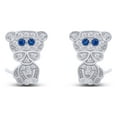 thumbnail image 1 of AFFY Round Cut Simulated Blue Topaz & White Cubic Zirconia Cute Tiny Dog Animal Stud Earrings In 14k White Gold Over Sterling Silver, 1 of 5