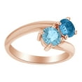 thumbnail image 1 of AFFY Round Cut Simulated Blue Topaz With Aquamarine Bypass Style Engagement Ring In 14K Solid Rose Gold, 1 of 1