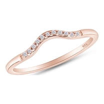 AFFY Round Cut Simulated Cubic Zirconia Curved Wedding Band Ring In 14k Rose Gold Over Sterling Silver Ring Size-5.5