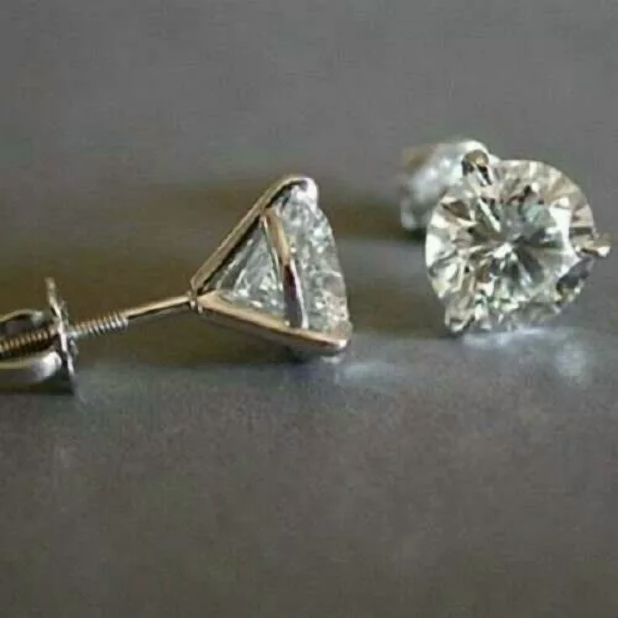 Round-Cut Simulated Diamond Stud Earrings in Sterling Silver with Screw Backs