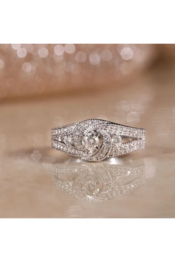 Round Cut Simulated Diamond Stunning Women's Wedding Ring 14k White Gold Plated