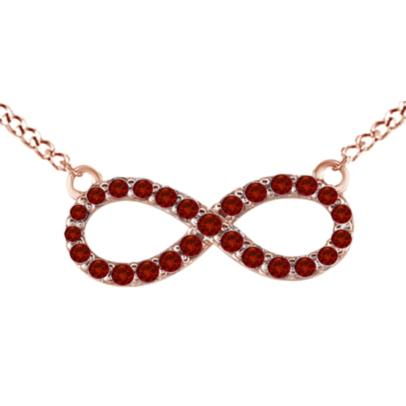 Round Cut Simulated Garnet Infinity Pendant Necklace In 14k Rose Gold (0.5 cttw)