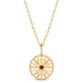 thumbnail image 1 of Round Cut Simulated Garnet Round Plain Star Disc Pendant Necklace In 14k Yellow Gold Over Sterling Silver Along With 18" Chain, 1 of 1