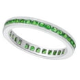 thumbnail image 1 of AFFY Round Cut Simulated Green Emerald Full Eternity Wedding Band Ring In 14k White Gold (0.75 cttw)With Ring Size:-8, 1 of 2