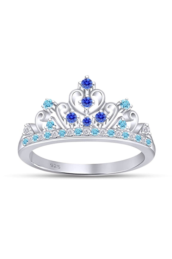 Simulated Multi Stone Cinderella Princess Style Engagement Crown Ring In 14k White Gold Over Silver-5