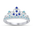 thumbnail image 1 of AFFY Simulated Multi Stone Cinderella Princess Style Engagement Crown Ring In 14k White Gold Over Silver-6.5, 1 of 6