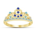 thumbnail image 1 of AFFY Simulated Multi Stone Cinderella Princess Style Engagement Crown Ring In 14k Yellow Gold Over Silver-5.5, 1 of 6