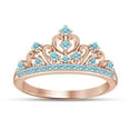 thumbnail image 1 of AFFY Simulated Multi Stone Jasmine Princess Style Engagement Crown Ring In 14k Rose Gold Over Silver-12, 1 of 6