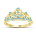 thumbnail image 1 of AFFY Simulated Multi Stone Jasmine Princess Style Engagement Crown Ring In 14k Yellow Gold Over Silver-10.5, 1 of 6