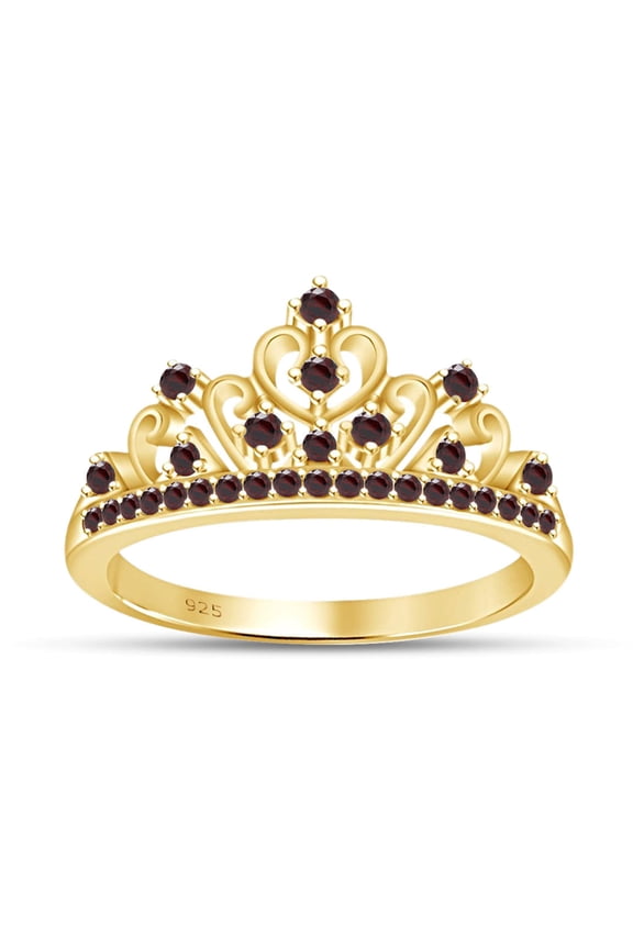Simulated Multi Stone Pocachoca Princess Style Engagement Crown Ring In 14k Yellow Gold Over Silver-6