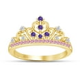 thumbnail image 1 of AFFY Simulated Multi Stone Rapunzel Princess Style Engagement Crown Ring In 14k Yellow Gold Over Silver-13.5, 1 of 6