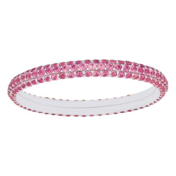 AFFY Round Cut Simulated Pink Sapphire Eternity Anniversary Band Ring In 14K Solid White Gold By