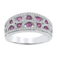 thumbnail image 1 of AFFY Round Cut Simulated Pink Sapphire & White Cubic Zirconia Band Ring In 10k White Gold (0.5 cttw), Ring Size-6.5, 1 of 2