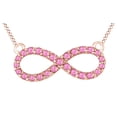 thumbnail image 1 of AFFY Round Cut Simulated Pink Tourmaline Infinity Pendant Necklace In 14k Rose Gold (0.3 cttw), 1 of 1