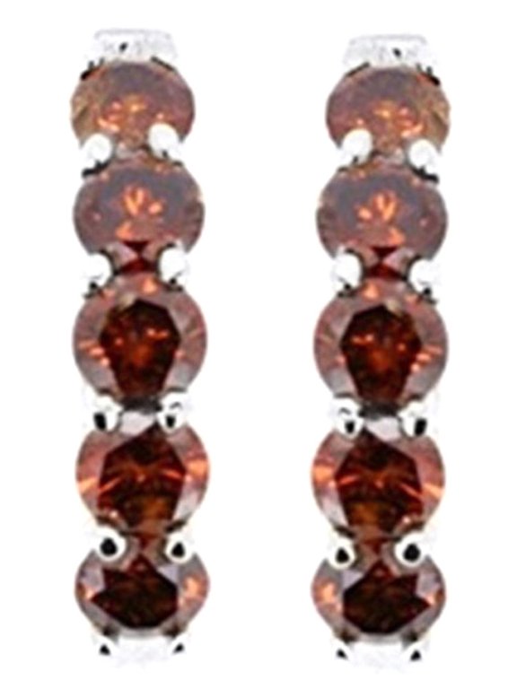Round Cut Simulated Red Garnet Hoop Earrings In 14K Solid White Gold (1.65 Ct) By