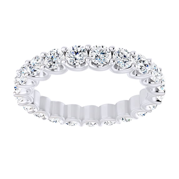 AFFY Round Cut Simulated White Moissanite Full Eternity Band Ring In 14K Solid White Gold , Size-10